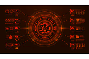 Red hud infographics, vector, a Technology Illustration by Vector Tradition