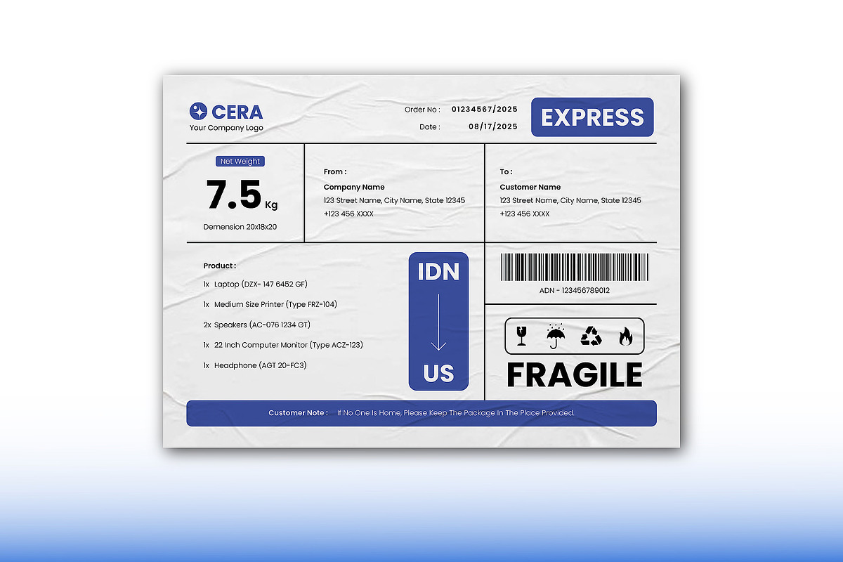 Blue Orange Shipping Fragile Label, a Print Template by Siska Arista (Photo 2 of 3)