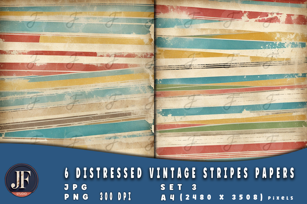 Distressed Vintage Stripes Papers 3, a Background Graphic by Joaquin Fernandez Studio (Photo 2 of 4)