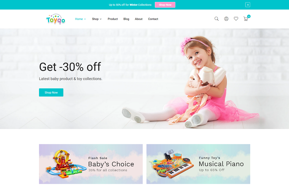 Toys & Kids Store Shopify - Toyqo, a Shopify Template by HasThemes (Photo 1 of 3)