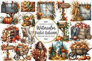 Watercolor Rustic Autumn Clipart, an Illustration by OK Design (Thumbnail 1 of 5)