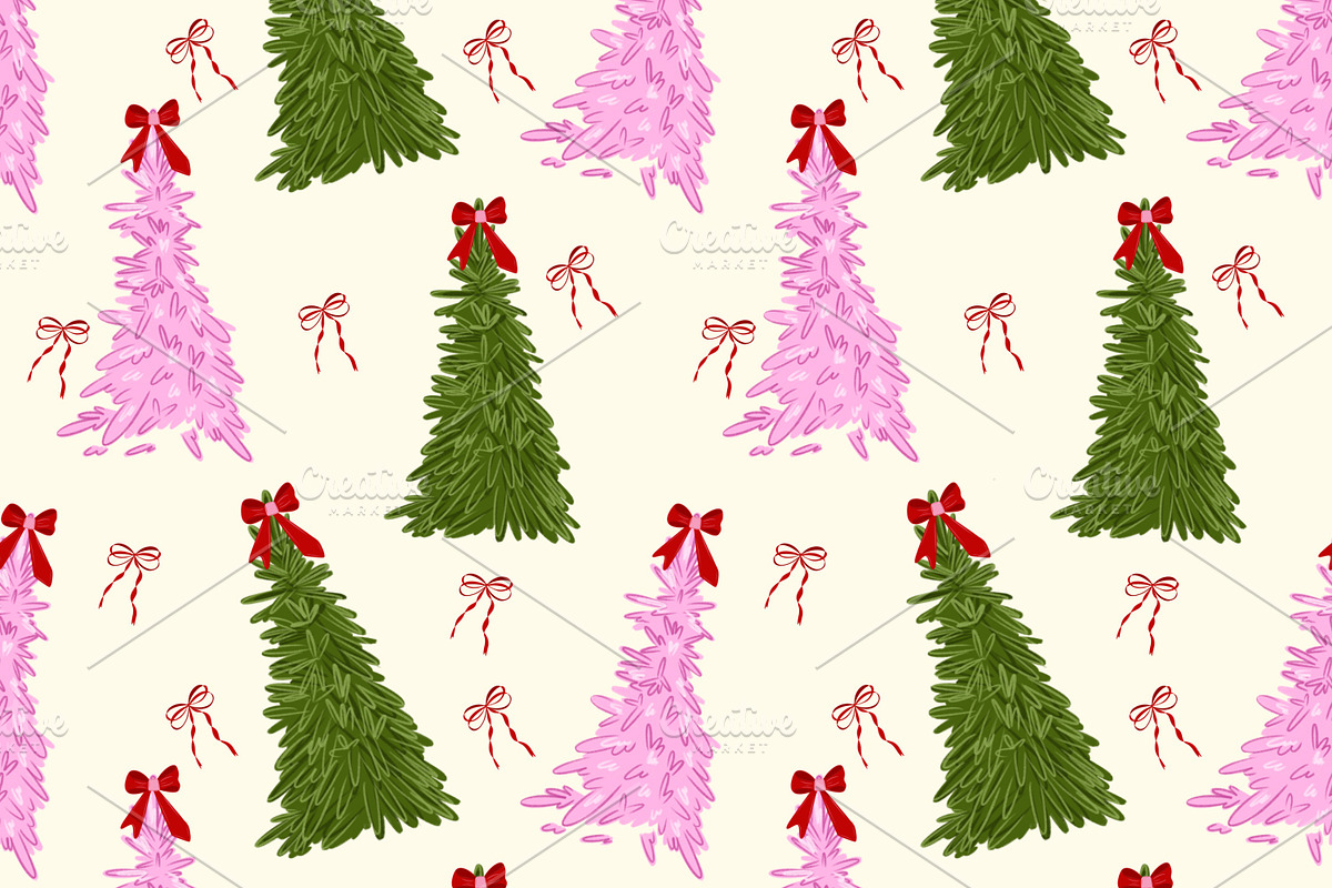 Christmas Tree Seamless Pattern, a Seasonal Illustration by Oleksandra Illustrates (Photo 3 of 6)