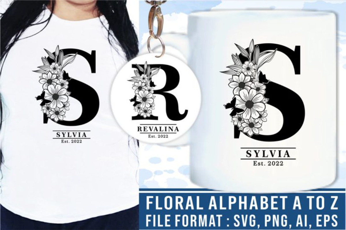 Floral Alphabet Letter SVG Bundle, a Graphic by D2PUTRI (Photo 14 of 15)