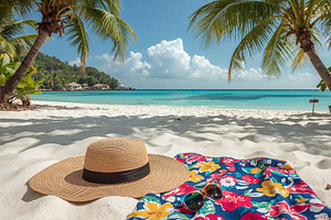 Resting straw sun hat, an Illustration by wavebreak