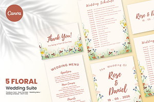 Floral Wedding Suite Canva Template, a Marketing Template by ArbaStudio