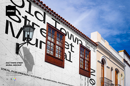 Old Town Street Mural Mockup, a Merchandise Mockup by creatsy5