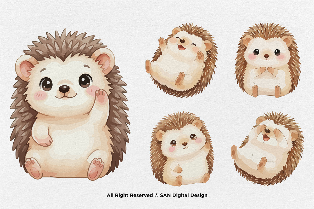 15 Bundle Watercolor Hedgehog Animal, an Animal Illustration by Morspective (Photo 5 of 8)