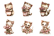 Whimsical Spring Cats Clipart, an Illustration by SinaCreation (Thumbnail 3 of 11)