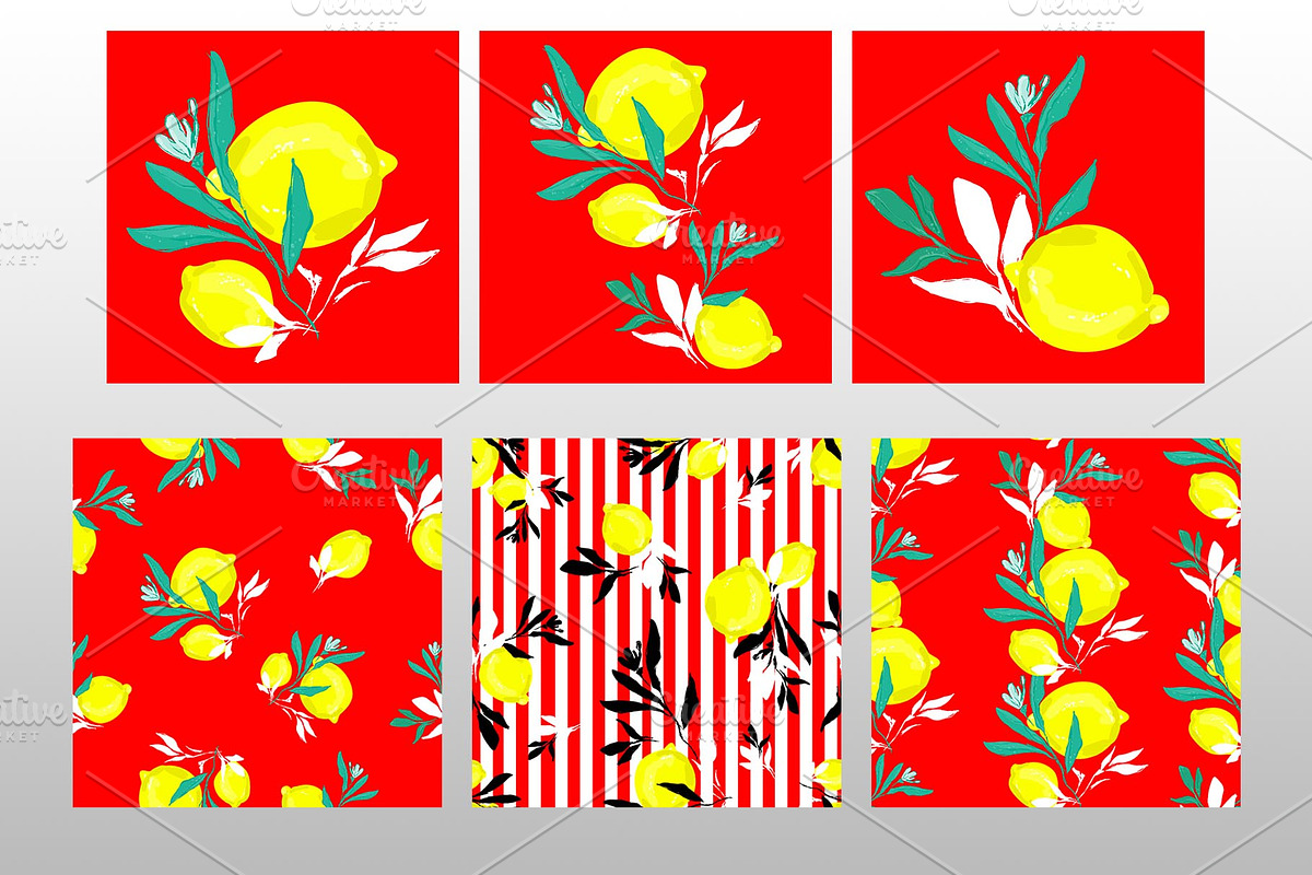 Pattern Lemons with leaves., a Background Graphic by Sweet_print (Photo 4 of 4)