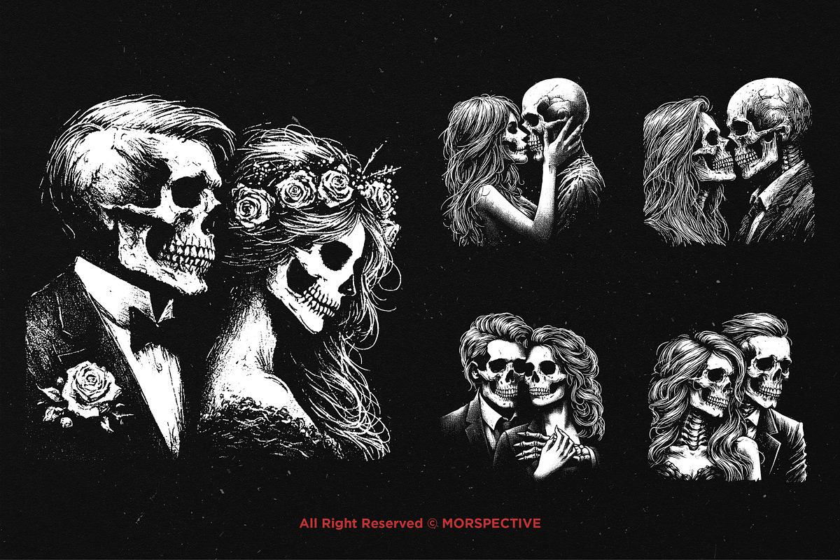 10 Bundle Dark Art Skull Romance, an Illustration by Morspective (Photo 5 of 7)
