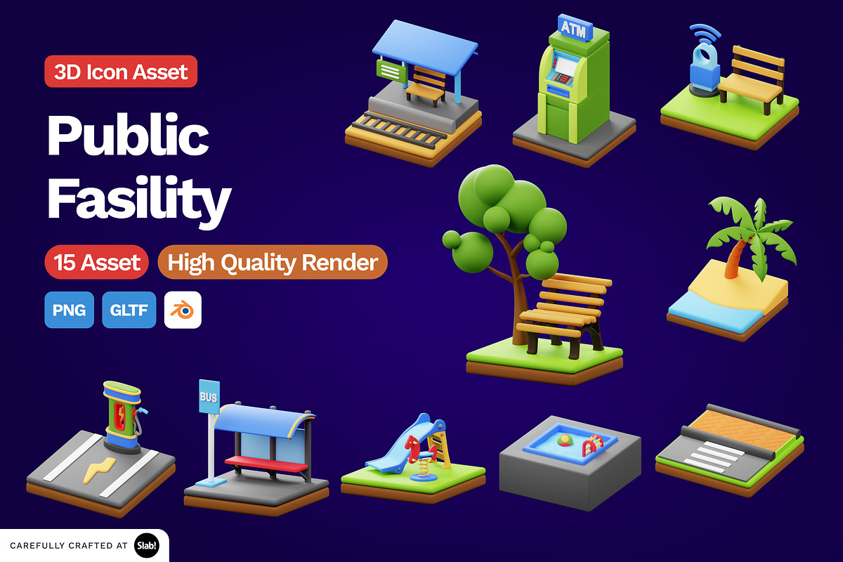3D Public Fasility Icon, an Object 3D Model by SLAB! Design (Photo 1 of 4)