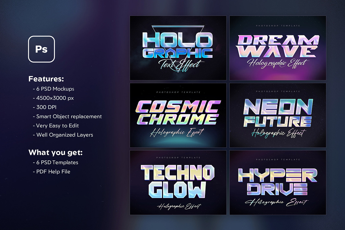 Holographic Text Effects, a Layer Style Add-On by Andrew Skoch Design (Photo 2 of 8)