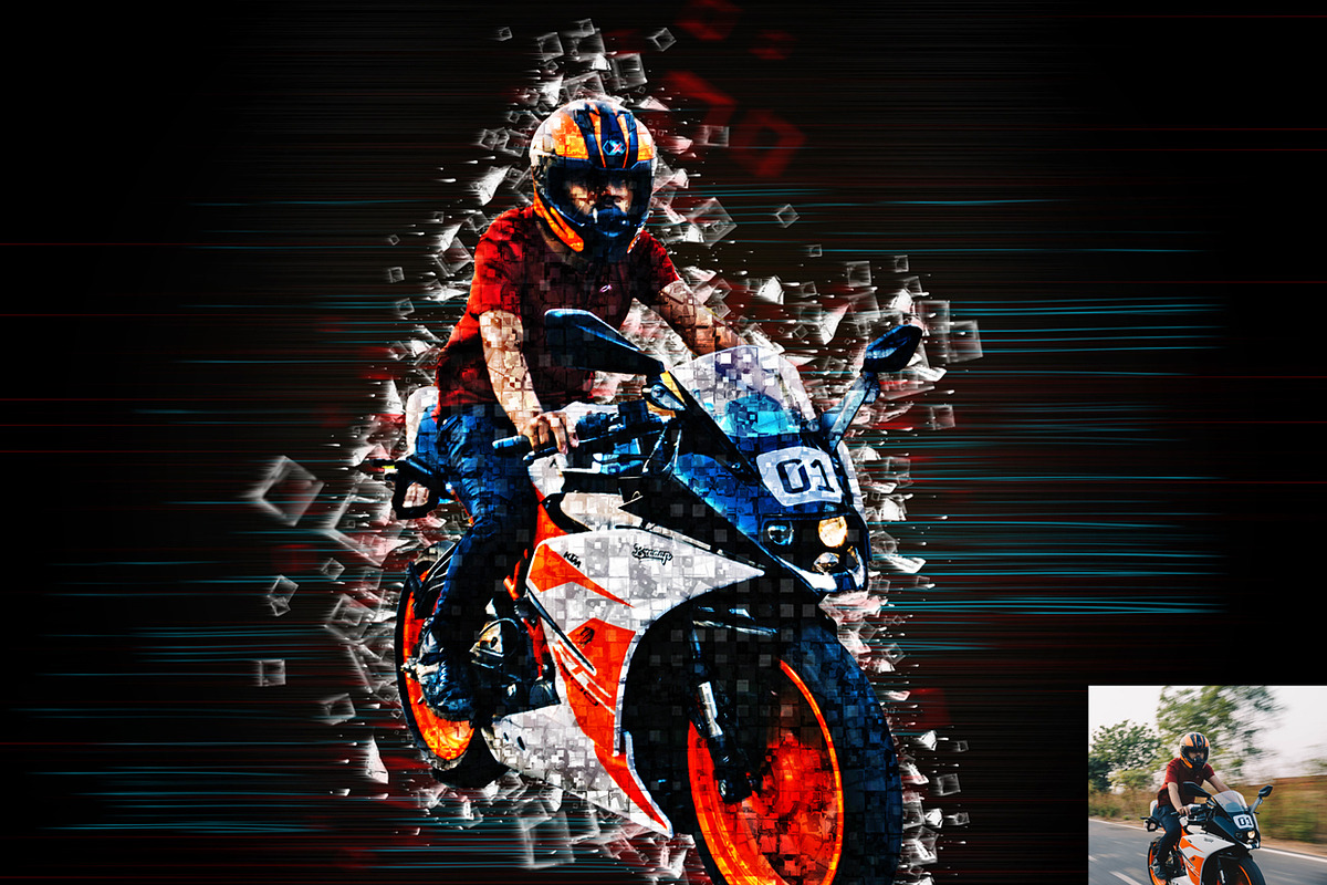 Pixel Stream Effect Photoshop Action, an Action Add-On by Studio Retouch (Photo 7 of 12)