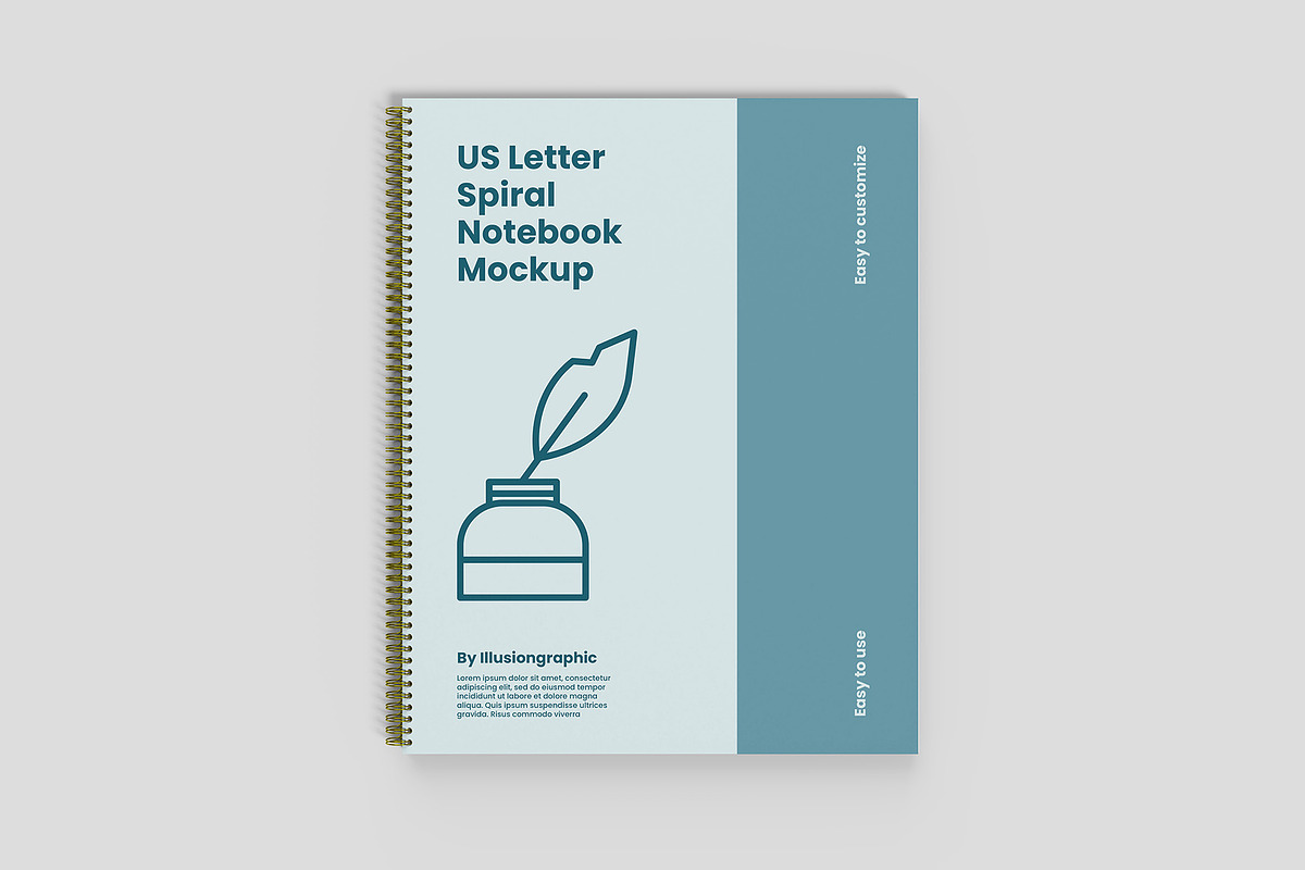 US Letter Spiral Notebook Mockup, a Books & Magazine Mockup by Illusiongraphic (Photo 10 of 32)