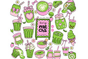 Girly Matcha Aesthetic Clipart, a Food Illustration by Stellalunarts (Thumbnail 1 of 4)
