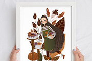 Unique Fall Baker Girl Illustration, a Seasonal Illustration by Chloe's Illustrations (Thumbnail 2 of 4)