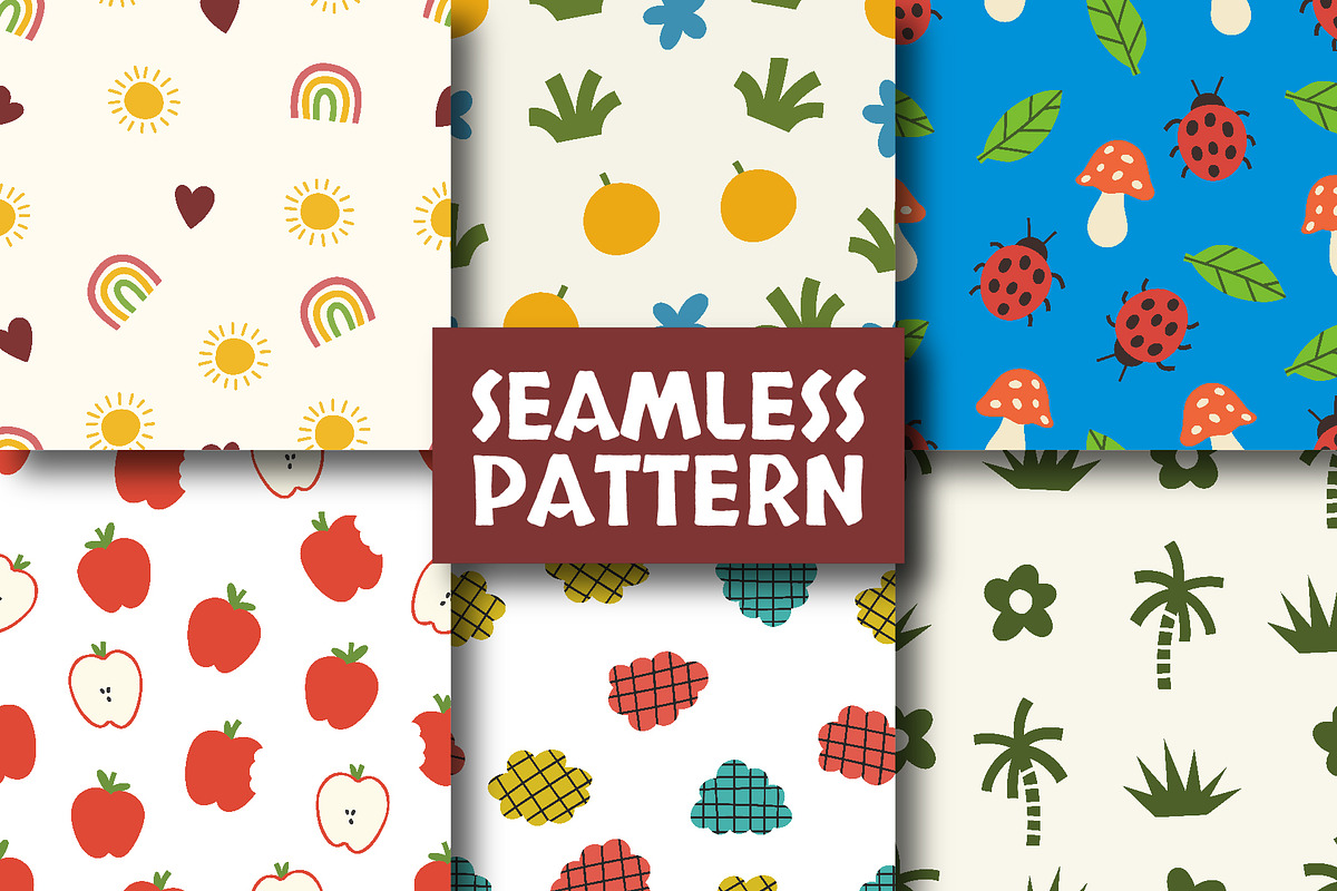 Kids Illustration Seamless Patterns, a Pattern Graphic by KristianStudio (Photo 1 of 5)