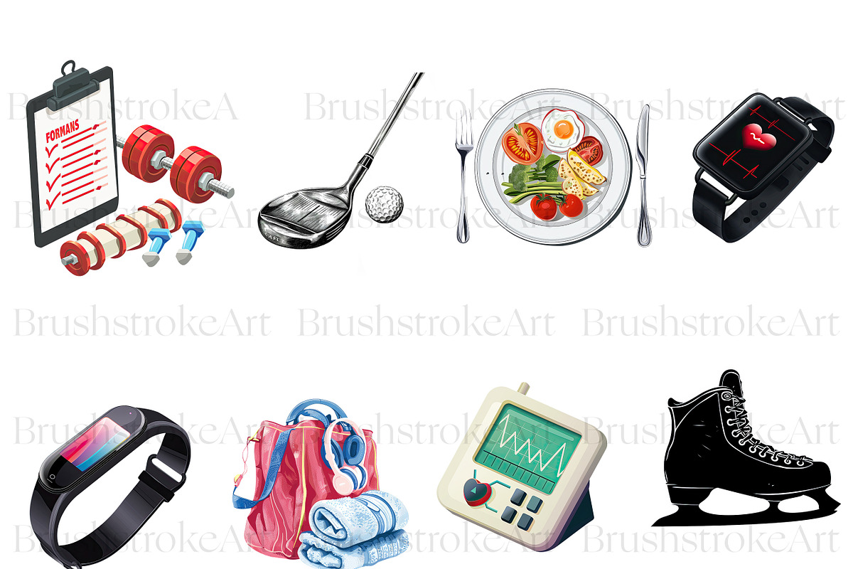 Watercolor Fitness Clipart, Gym PNG, a Sport Illustration by BrushstrokeArtGB (Photo 5 of 9)