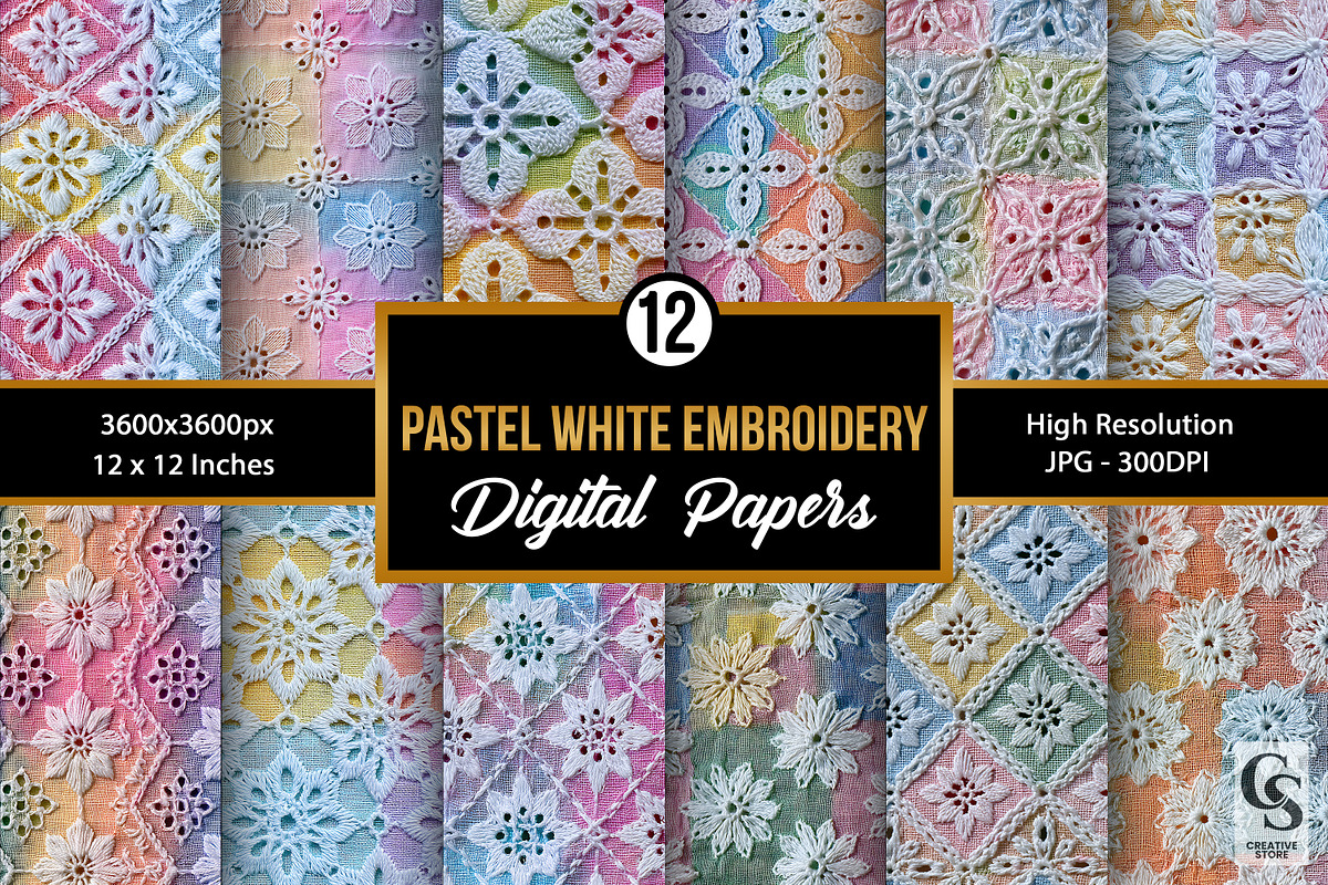 Pastel Chikankari Embroidery Pattern, a Pattern Graphic by Creative Store (Photo 1 of 5)