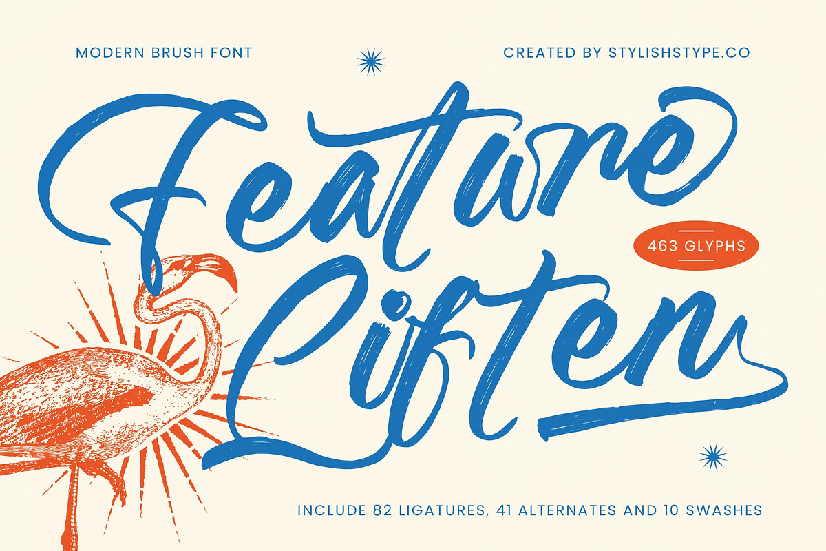 Feature Liften Modern Brush Font, a Script Font by stylishtype.co (Photo 1 of 20)