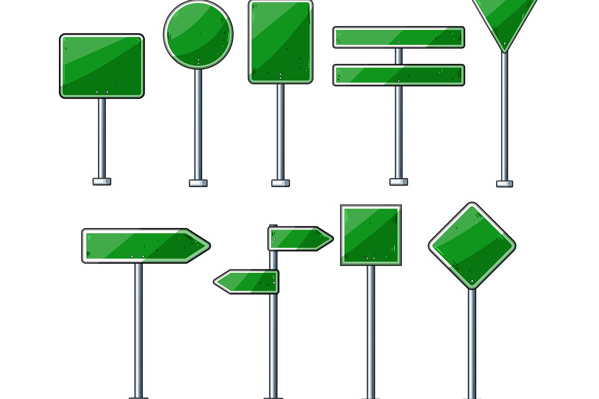 Green blank road signs set providing, an Object Graphic by pikepicture (Photo 2 of 3)