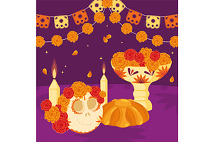 Dia de los Muertos offering, an Object Illustration by studioDK