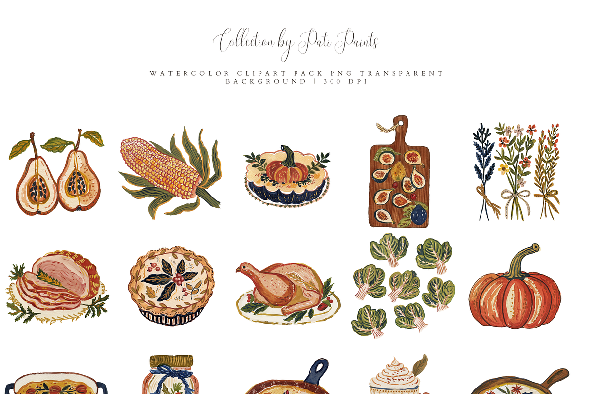 Thanksgiving Food Clipart Bundle, an Illustration by Pati Paints (Photo 2 of 13)