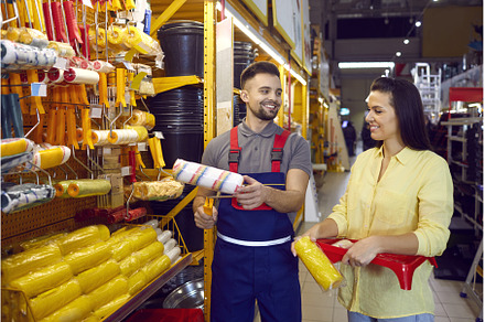 Woman with help of male salesman, a Person Photo by StudioRomantic