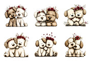 Whimsical Dogs Floral Clipart, an Illustration by SinaCreation (Thumbnail 3 of 11)