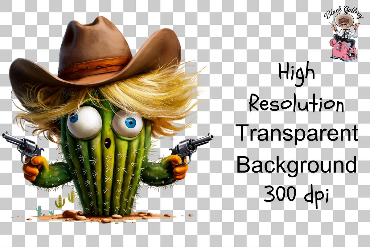 Cactus with Cowboy Hat PNG Bundle, a Graphic by Clipart Bloom (Photo 13 of 15)