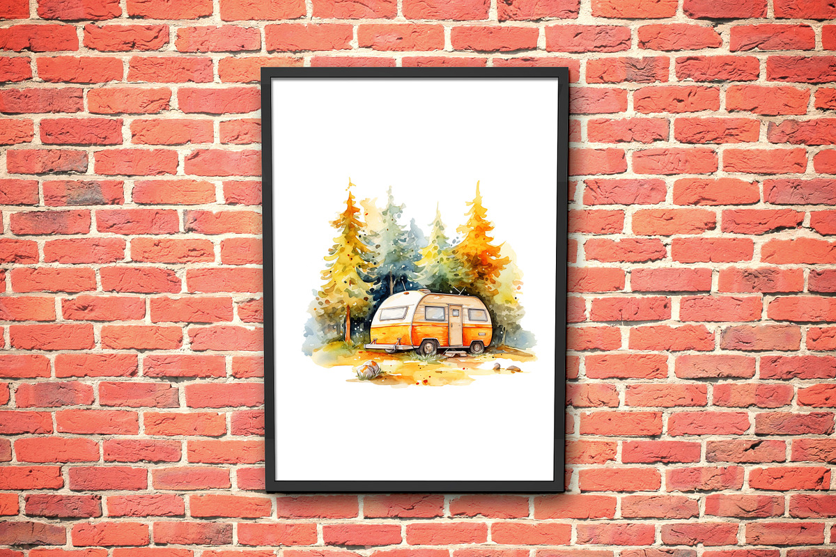 Watercolor fall camping, travel clip, an Object Graphic by KomtsyanTatyanaArt (Photo 4 of 6)