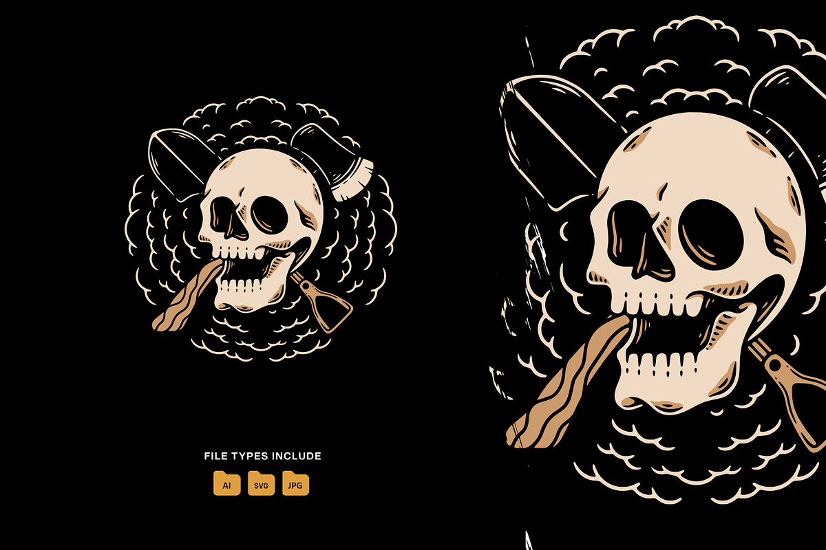 Gravedigger Skull Illustration, an Object Illustration by Decoconio Design (Photo 1 of 3)