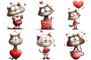 Watercolor Cute Valentines Kittens, an Illustration by Pixels.Craft (Thumbnail 3 of 5)