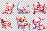 Sleeping Teddy Bear Clipart, an Illustration by DreamCafeArt (Thumbnail 3 of 6)