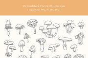 Toadstools Vector Illustrations, a Decorative Illustration by Emma Webb Studio (Thumbnail 3 of 7)
