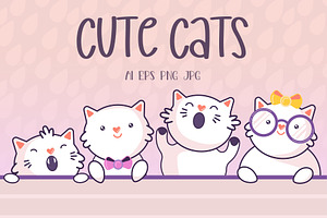 Cute Cats. Vecor Clipart
