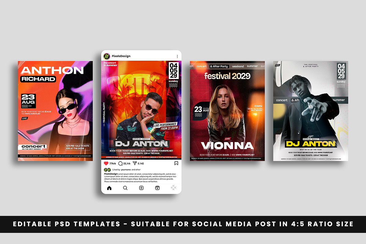 8 Event Instagram Flyers Templates, a Social Media Template by PixelsDesign (Photo 1 of 10)