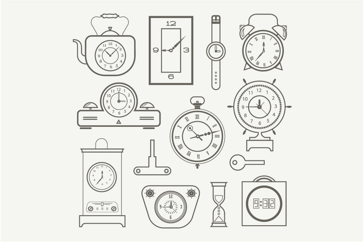 Vector clock icons preview 3