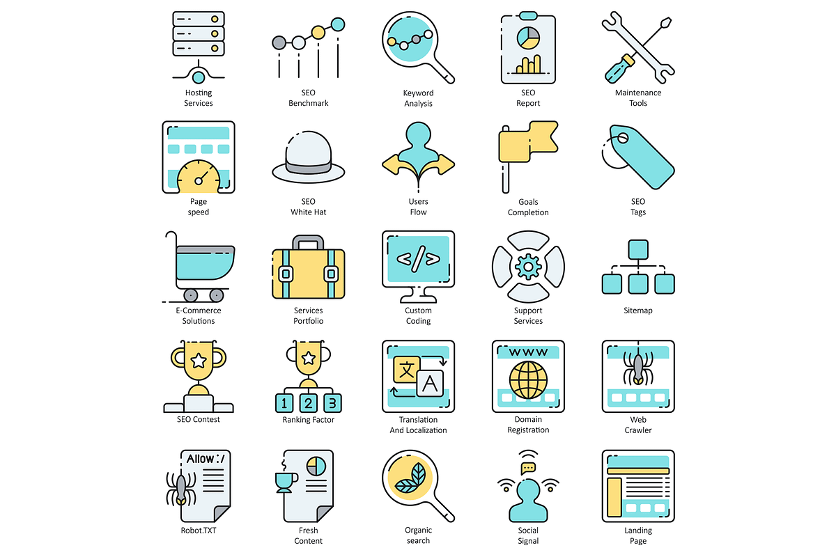 SEO Internet Marketing Icons | Aqua, an Outline Icon by Flat Icons (Photo 5 of 8)