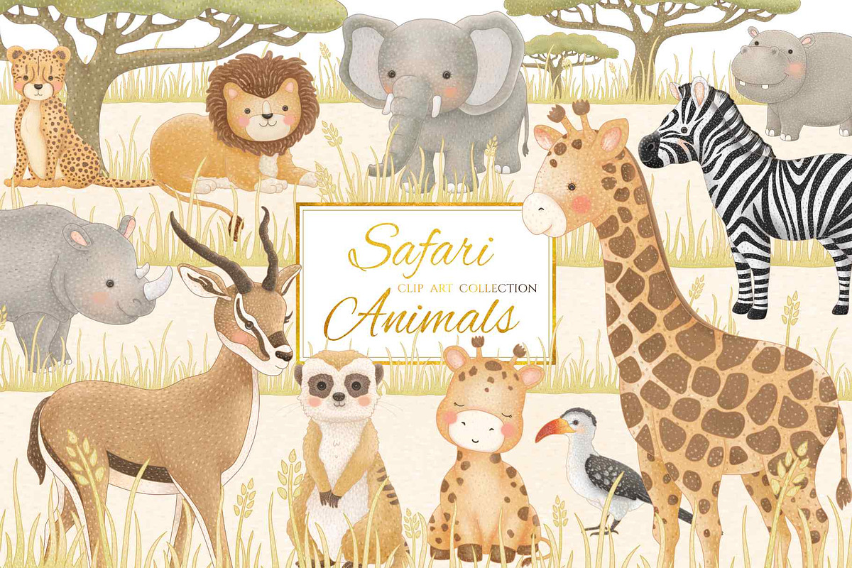 African Safari Animals Clip Art, an Animal Illustration by Jen Digital Art (Photo 1 of 3)