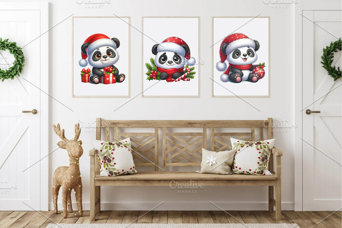 Christmas Panda. T-Shirt, PNG., an Animal Illustration by KENO Mascots (Photo 6 of 8)