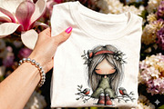Whimsical Spring Girls Clipart, a Person Illustration by DreamCafeArt (Thumbnail 6 of 7)