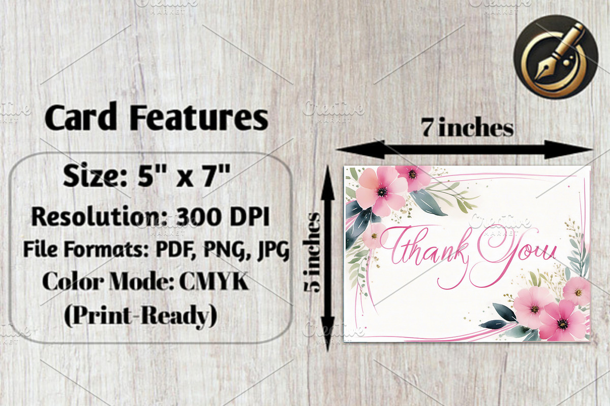 Elegant Floral Thank You Card –7x5, a Card Template by Print Haven (Photo 5 of 5)