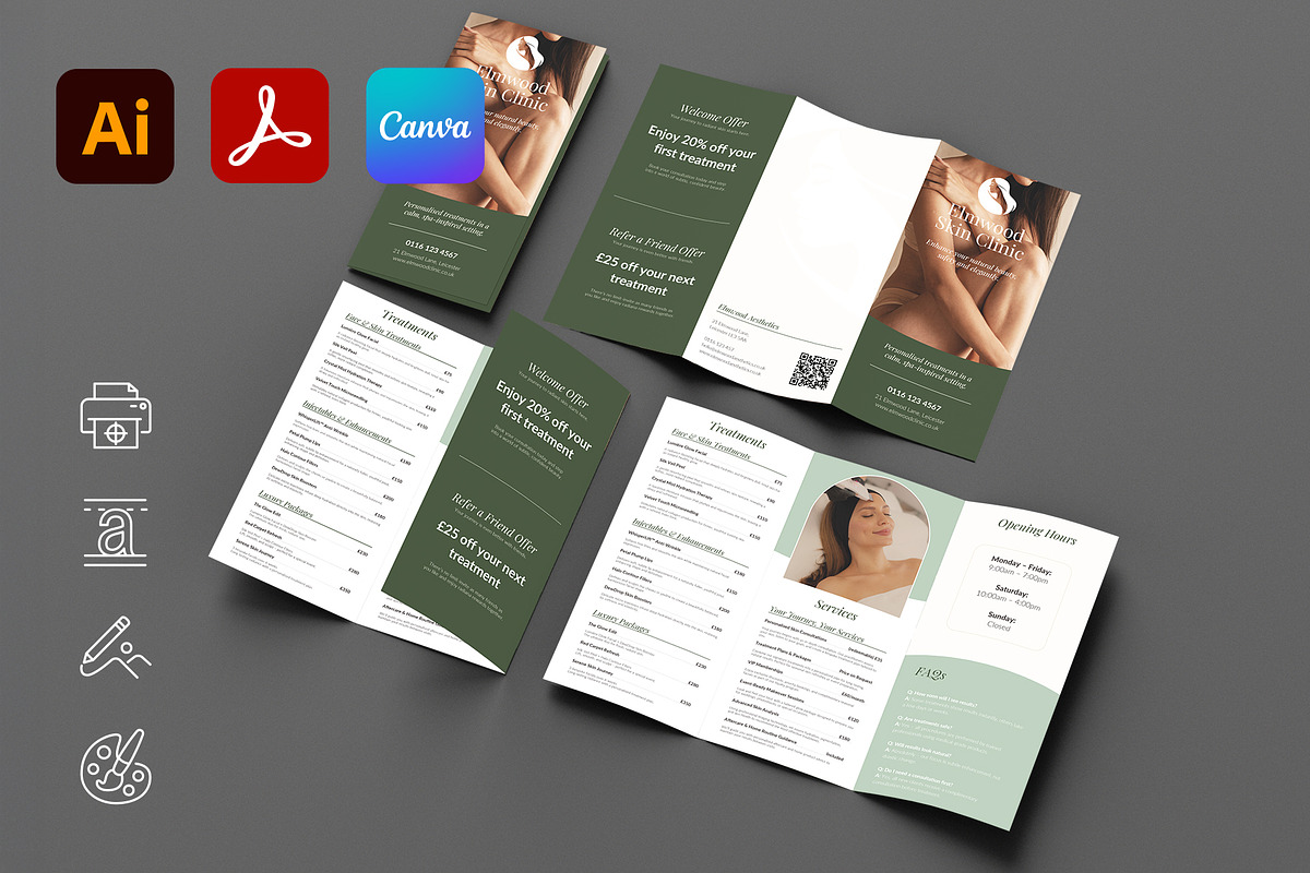 Clinic Tri-Fold Leaflet Template preview 3