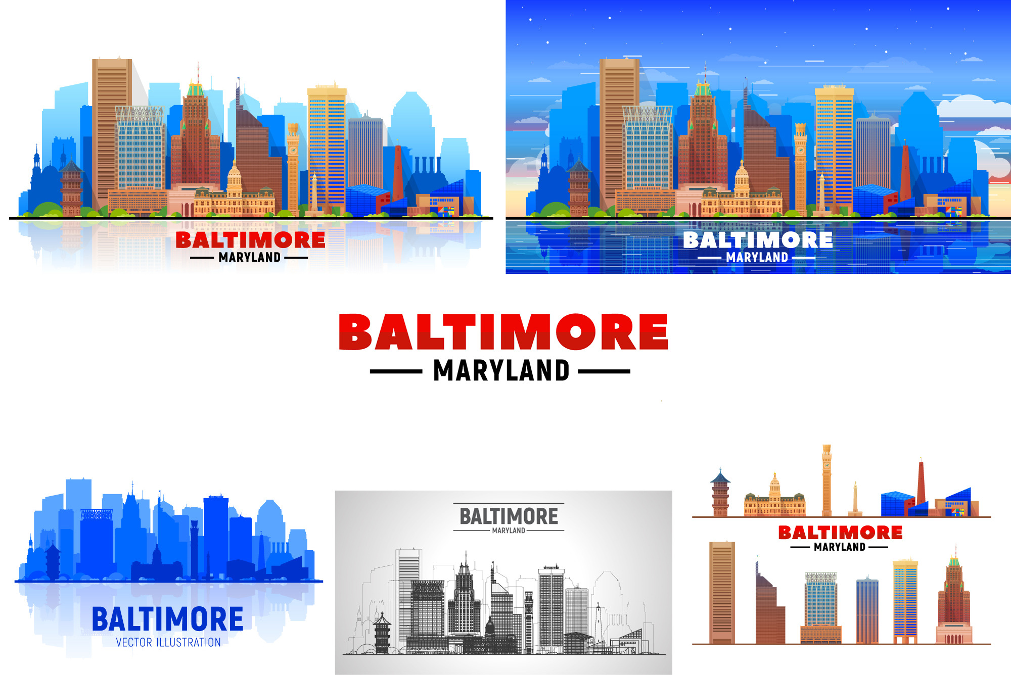 Baltimore Maryland skyline, an Illustration by Sky and glass | Creative ...