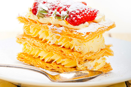 napoleon strawberry cake dessert, a Background Photo by keko64