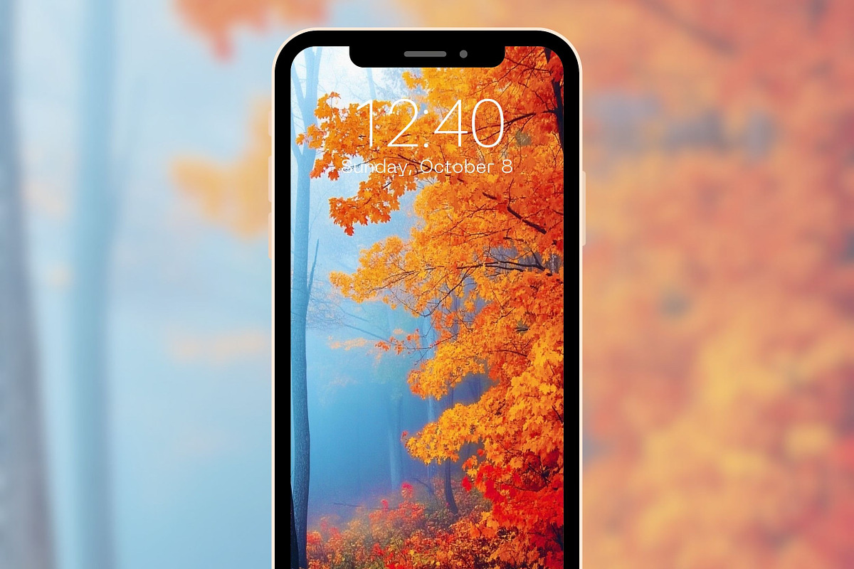 Autumn Forest Phone & iPad Wallpaper, a Graphic by Kalindiprints (Photo 4 of 6)