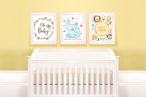 Frame mockups with child crib
