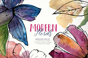 Modern Florals Watercolor clipart