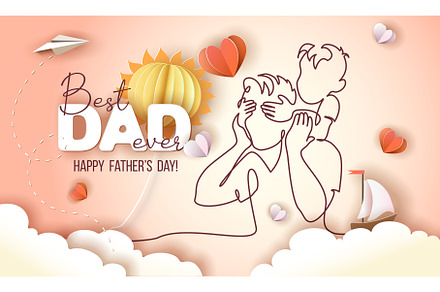 Happy Fathers Day holiday card. Son